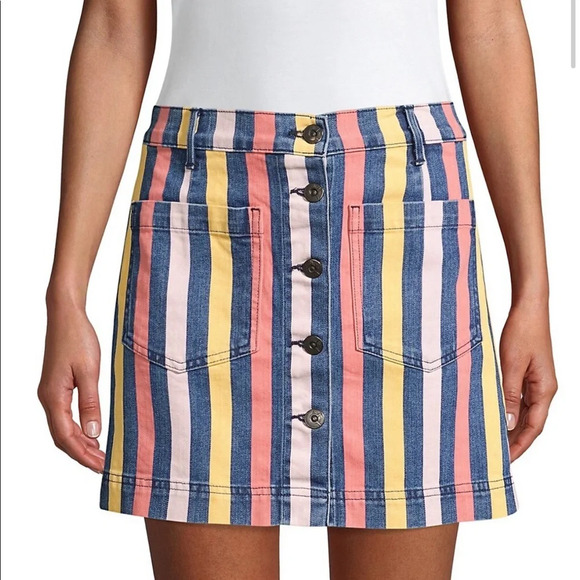 3 X 1 Rose Striped Mini Denim Skirt Size 24/XS - Picture 2 of 11